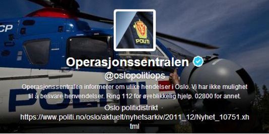 Le compte Twitter du centre des opérations de la police d'Oslo