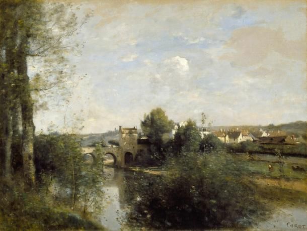 Seine avec le vieux pont à Limay - Corot