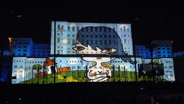 Art digital sur la casa popolurui, le Palais du Parlement roumain (Bucarest)