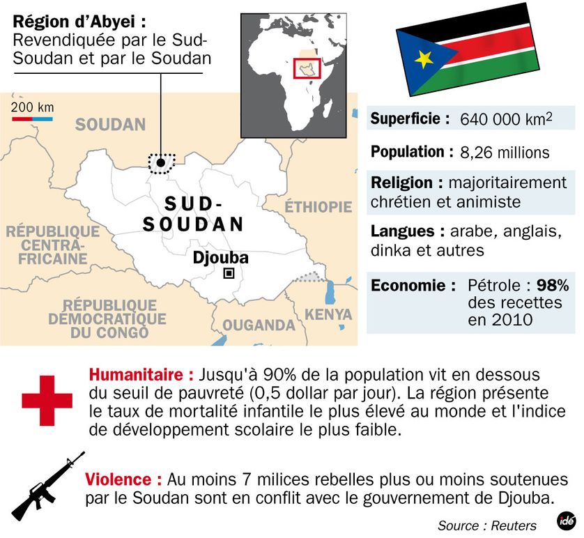Sud-Soudan : carte et chiffres-clés Carte établie en juillet 2011