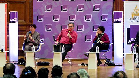 De gauche à doite : Nicolas Offenstadt, Claude Gauvard, Emmanuel Laurentin,, Annette Wieviorka, Rainer Hudemann