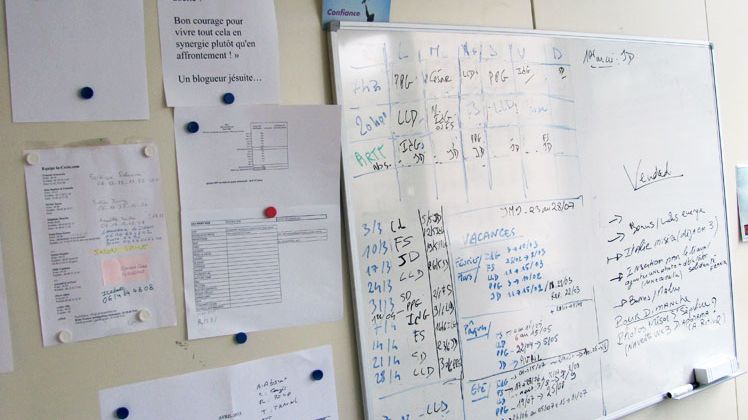 Le tableau de service du service multimédia de La Croix