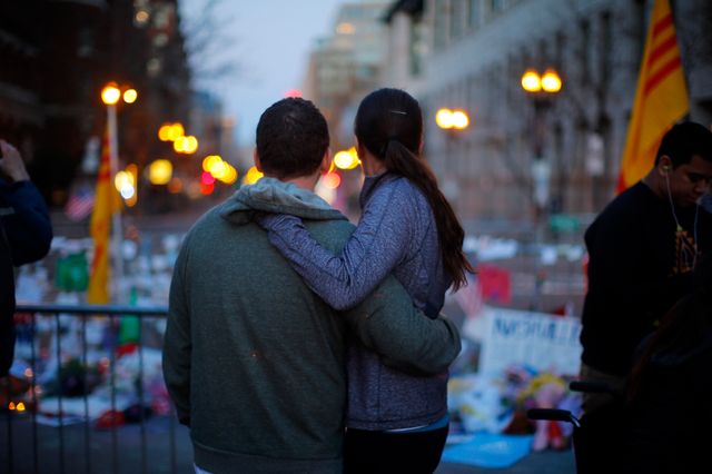 Boylston Street, mémorial aux victimes de l'attentat du Marathon de Boston