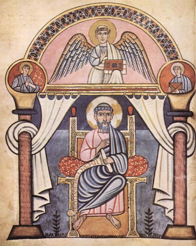 Portrait de saint Matthieu par le Maître de l'école de Canterbury - Codex Aureus de Cantorbury - VIIIè siècle