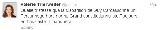 Copie d'écran du compte Twitter de Valérie Trierweiller