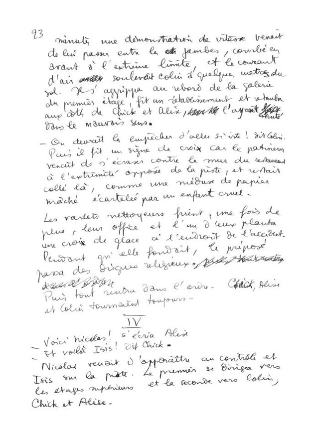 page 23 du manuscrit original de L'Écume des jours de Boris Vian