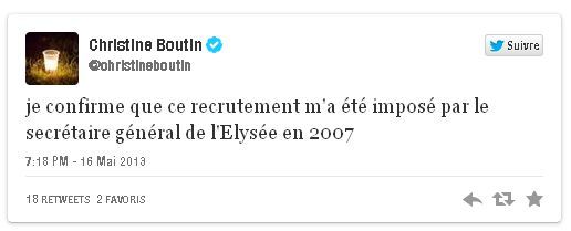 Tweet Boutin sur Guéant