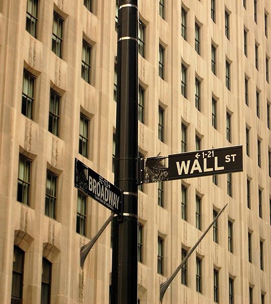 The corner of Wall Street and Broadway