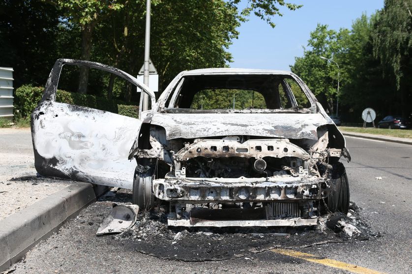 Les degats a Trappes apres les violences urbaines Trappes le 21/07/2013