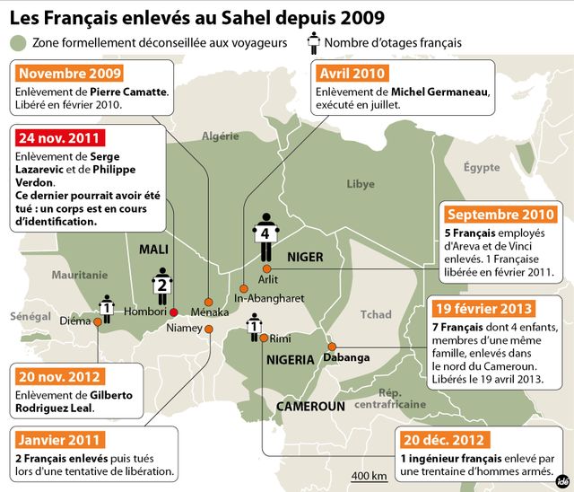 Infographie otages français au Sagel