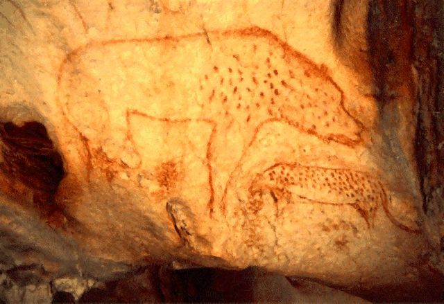 Peinture de hyène dans la grotte Chauvet il y a environ 20 000 ans