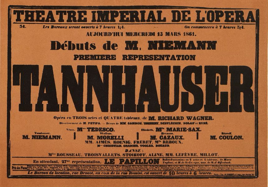 Affiche de la première représentation française de Tannhäuser