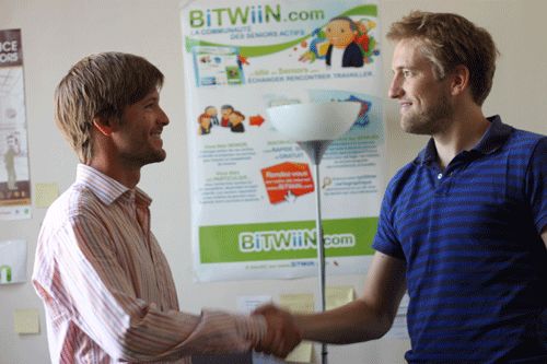 Bertrand Favre, fondateur du site bitwiin.com ici, avec Benoît Richard, patron de "class and co" entreprise