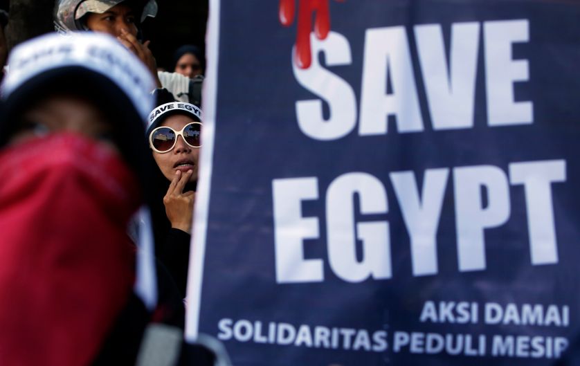 Egypte : manifestation contre le gouvernement egyptien devant le siège des Nations Unies à Djakarta