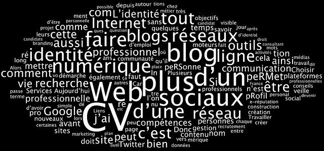 Nuage de mots-clés du guide pratique "Cultivez votre identité numérique"
