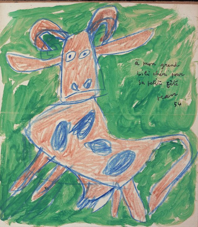 Dessin de vache tachetée par Jean Dubuffet