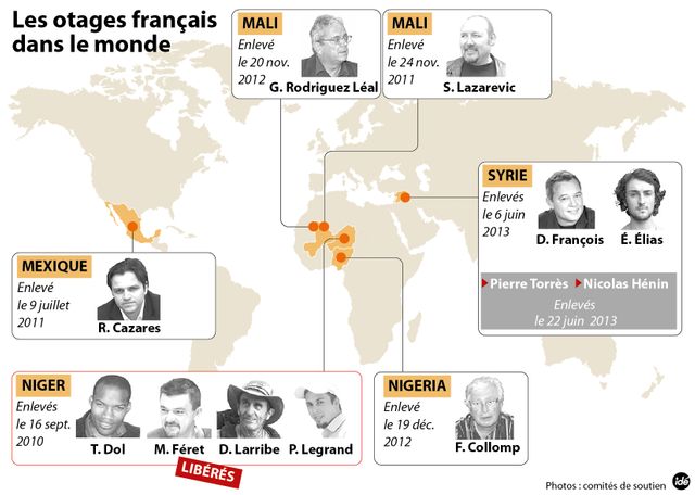 Les otages français dans le monde