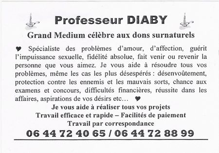 Flyer de marabout/Professeur Diaby à Rennes