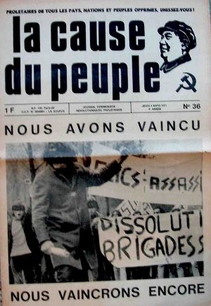 Le journal La cause du Peuple édité par la Gauche prolétarienne