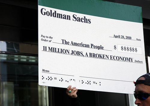 Pancarte Goldman Sachs