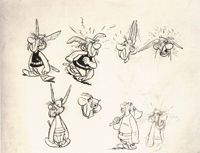 Esquisses des personnages d’Astérix et Obélix par Albert Uderzo - Crayon et encre, été 1959. Collection Albert Uderzo