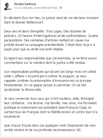 Sarkozy sur Facebook