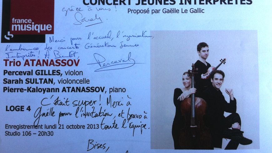 Livre d'or Génération Jeunes Interprètes Trio Atanassov