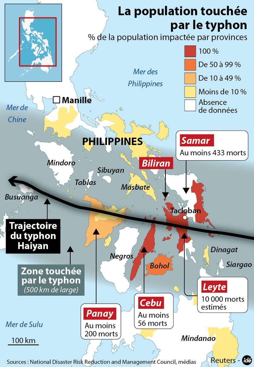Typhon Haiyan : les zones les plus touchées aux Philippines