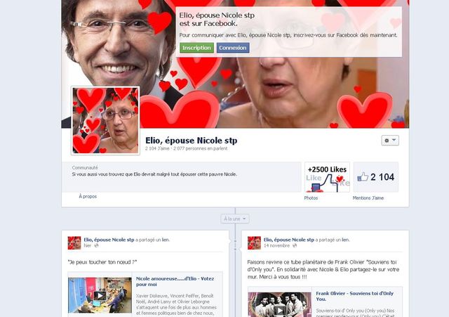 Page Facebook Elio, épouse Nicole stp