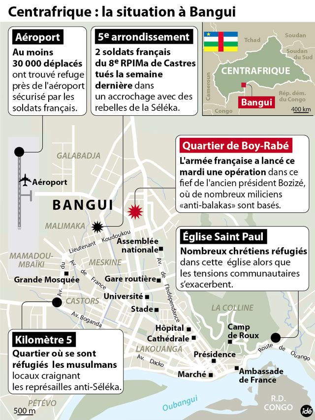 Infographie opération Sangaris nord de Bangui