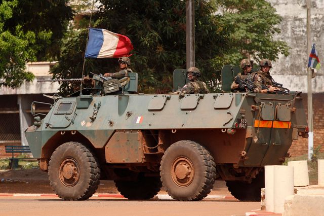 Une patrouille française à Bangui