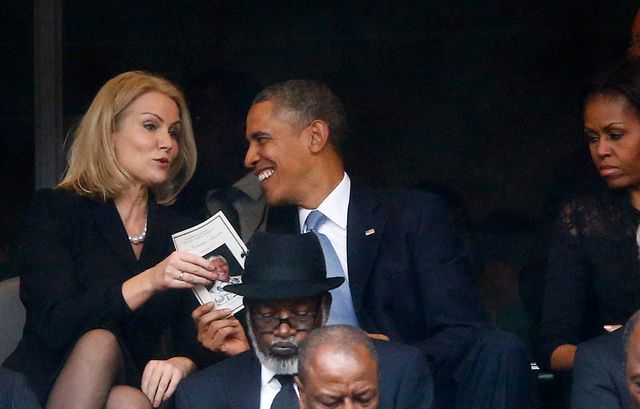 Obama -Helle Thorning-Schmidt - Kinnock cérémonieMandela