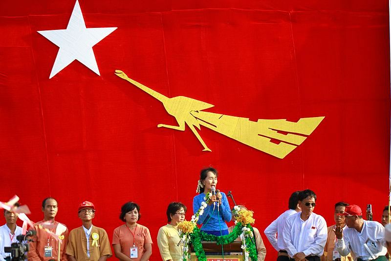 Aung San Suu Kyi, campagne électorale, Myanmar on 22 March 2012.