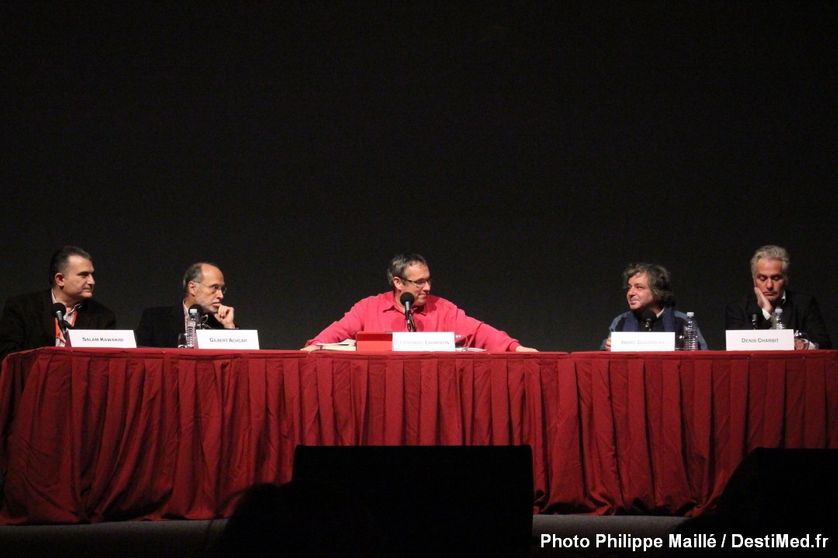 de gauche à droite : Salam Kawakibi, Gilbert Achacar, Emmanuel Laurentin, Hamit Bozarslan, Denis Charbit