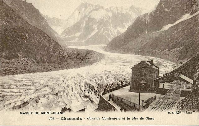 La mer de glace au niveau de la gare du Montenvers avant 1914
