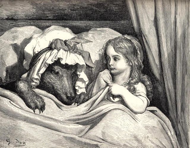 Le petit chaperon rouge et le loup - gravure de Gustave Doré - XIXème siècle