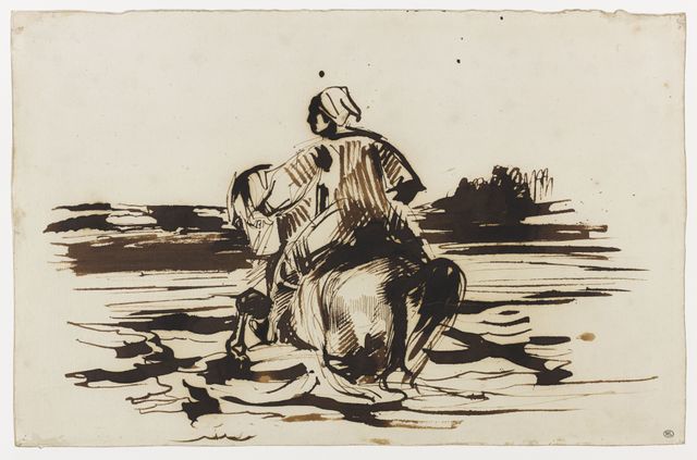 Delacroix-Cavalier arabe traversant un gué