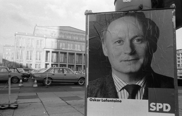 Affiche de campagne électorale d'Oskar Lafontaine à Leipzig - Novembre 1990