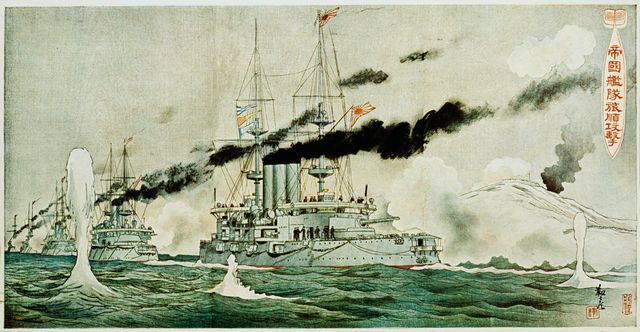 Estampe de bombardement à Port Arthur