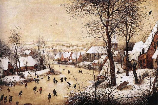 Paysage d'hiver avec patineurs et piège d'oiseau - Pieter Brueghel l'Ancien - 1565