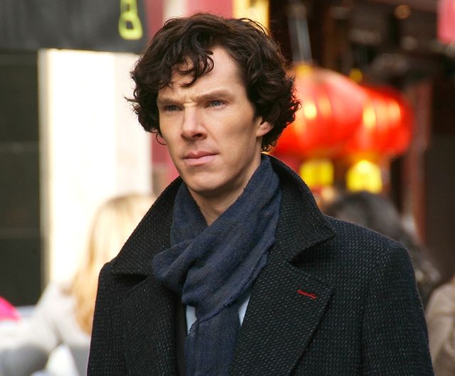 Cumberbatch sur le tournage de Sherlock