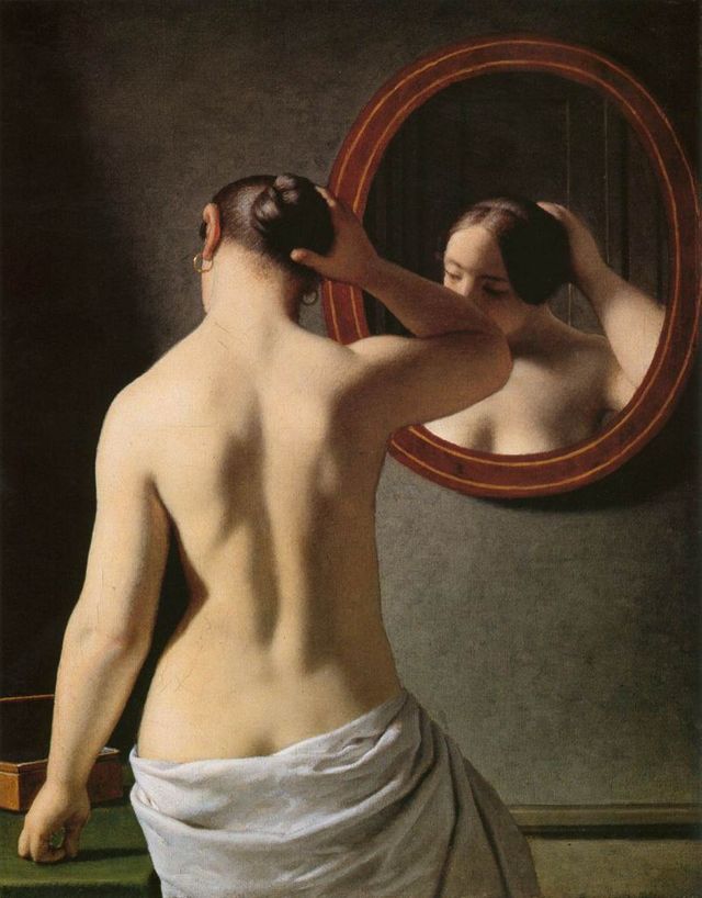 Femme debout devant un miroir - Christoffer Wilhelm Eckersberg - 1841