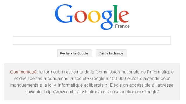 La page d'accueil de Google France le 8 février 2014