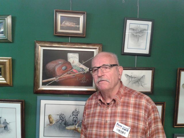 Charles, peintre-pêcheur, au Salon de la pêche sportive