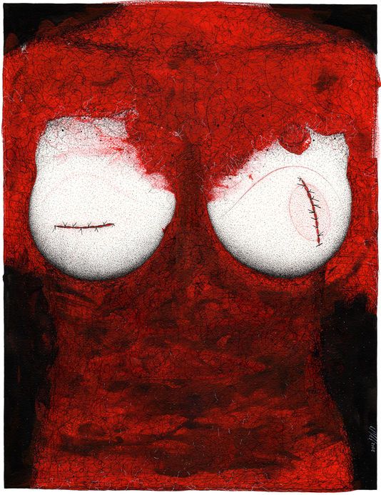 L’œuvre de l'artiste syrien Khalil Tounès, "Hama 30" (2011, encre sur papier, 40 x 50 cm). | COURTESY KHALIL YOUNES