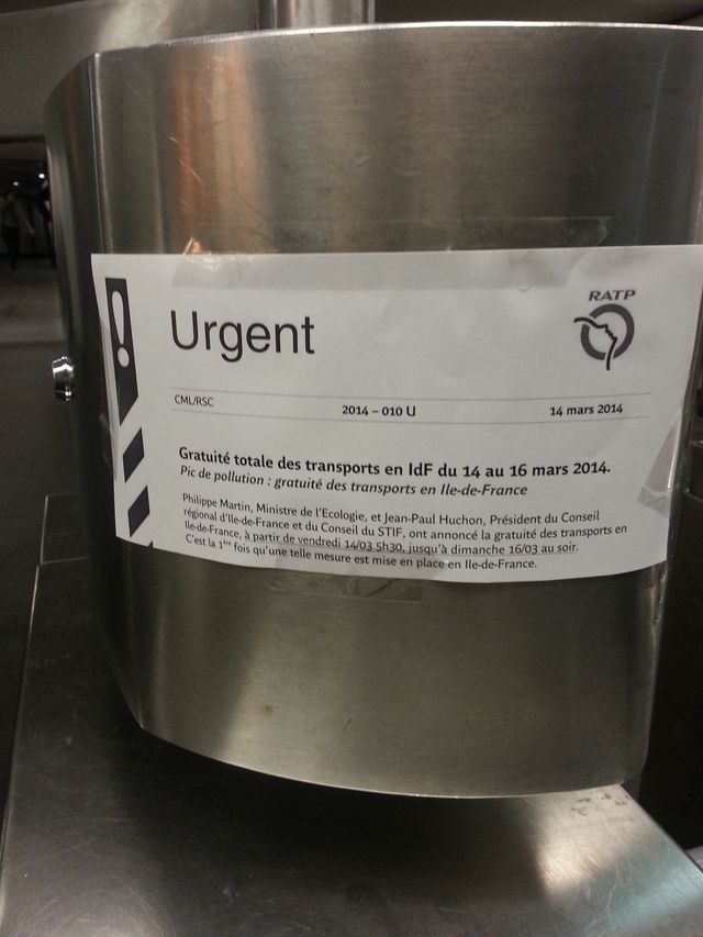 Transports gratuits à Paris tout le weekend