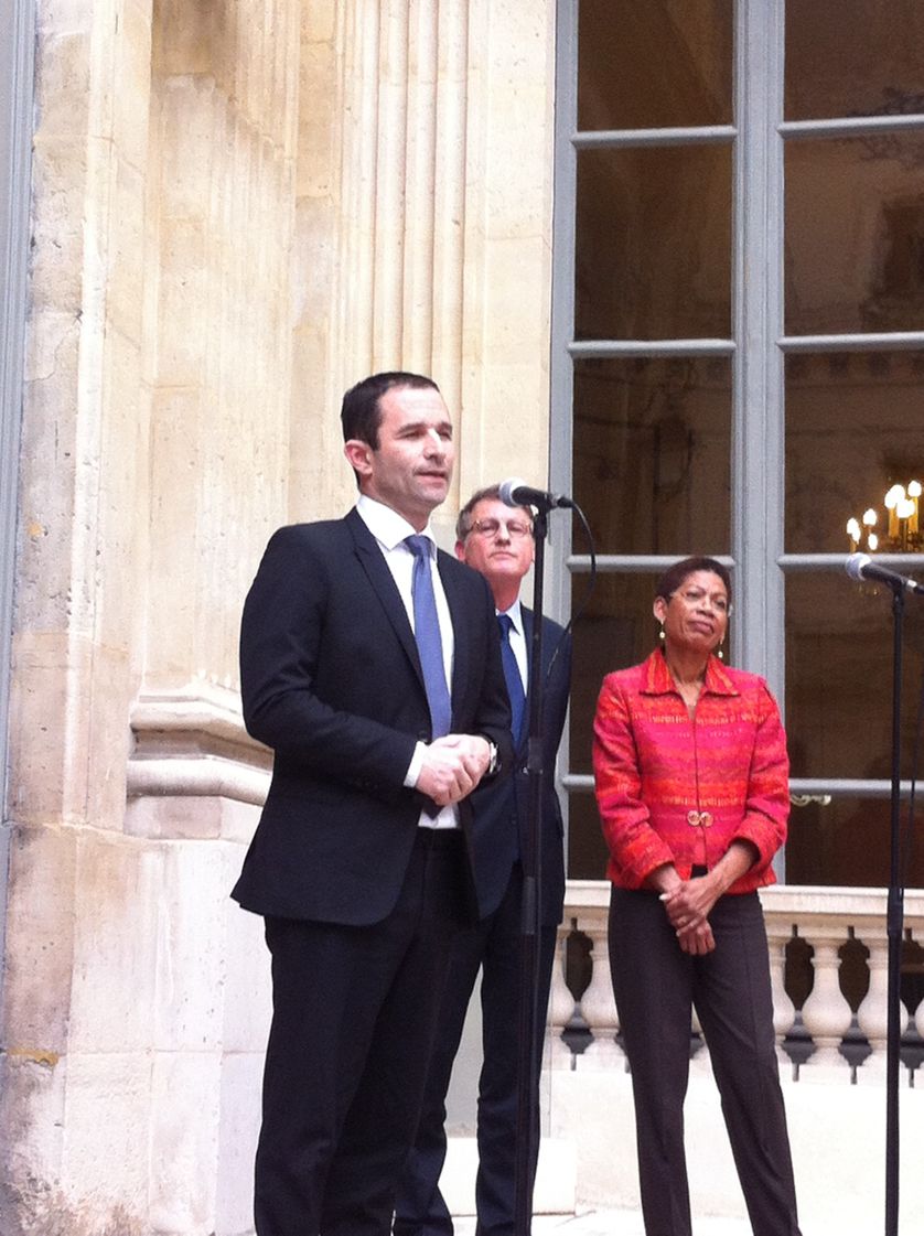 Benoît Hamon, nouveau Ministre de l'Education Nationale, avec George Pau-Langevin et Vincent Peillon