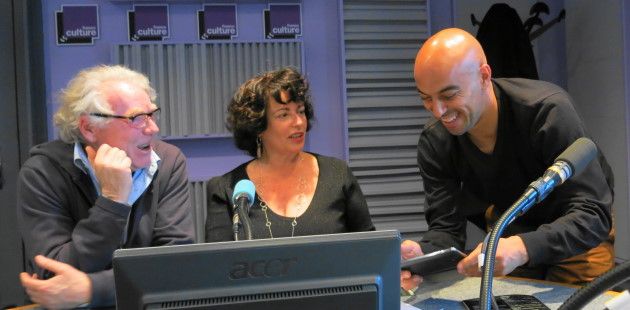 Ambiance joyeuse studio 153 à France Culture, avec Richard Demarcy, Aline Pailler & Hamid Ben Mahi ( de gauche à droite )