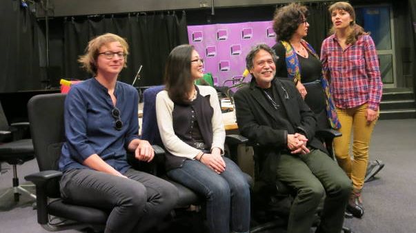 Studio 108 à France Culture : Aude Séguinier, Aï Komagata, Katsumi Komagata, Aline Pailler & Coline Irwin ( de gauche à droite