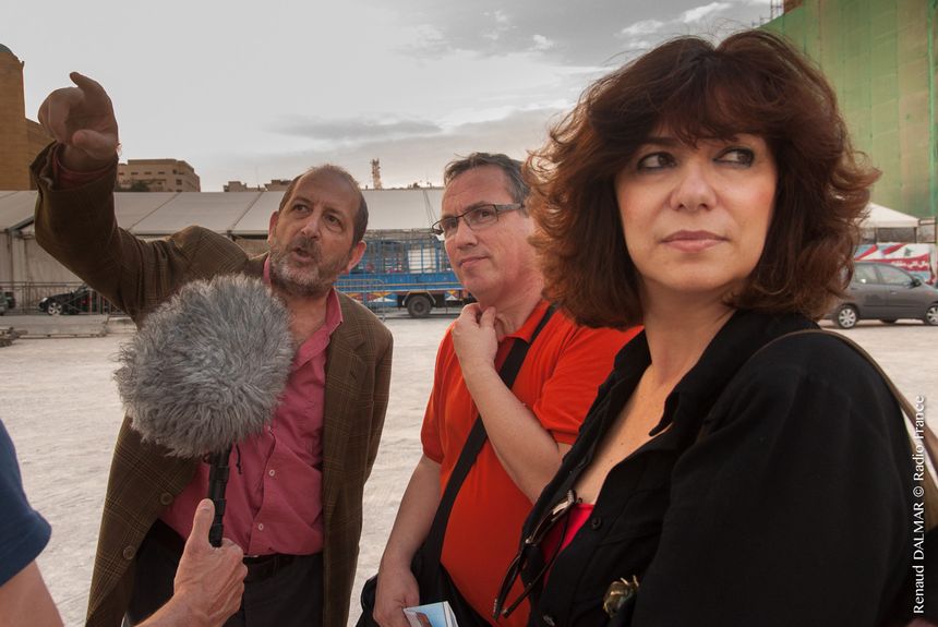 Habib Debs, Cécilia Pieri et Emmanuel Laurentin sur la place des cannons à Beyrouth